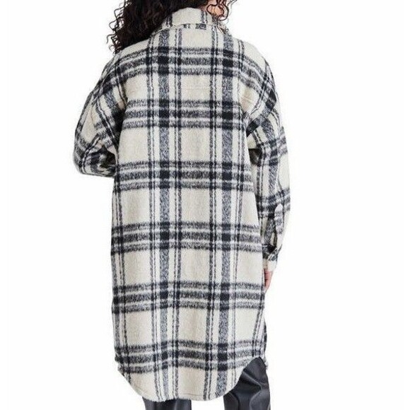 NWT Steve Madden Long Length Button Up Front Pocket Shirt Jacket Cream  XS - Picture 3 of 4